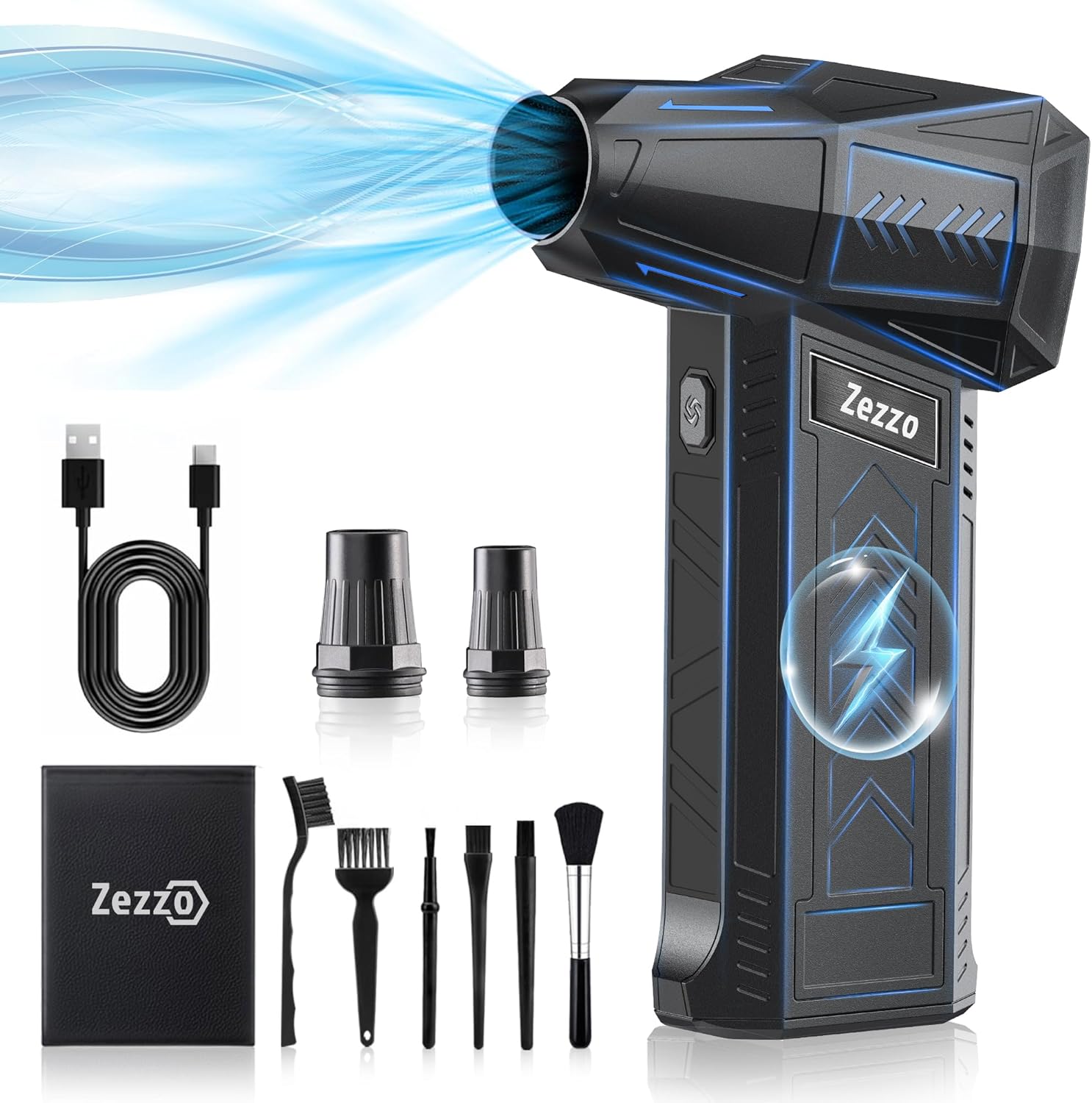 Compressed Air Duster,180000RPM Mini Electric Air Duster, Powerful Blower High Speed Duct Fan